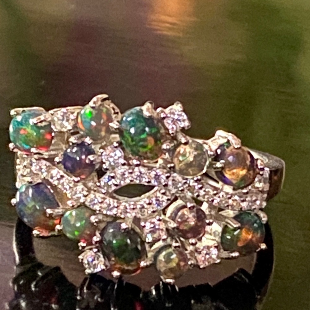 Exceptional Genuine Black Ethiopian Opal Ring